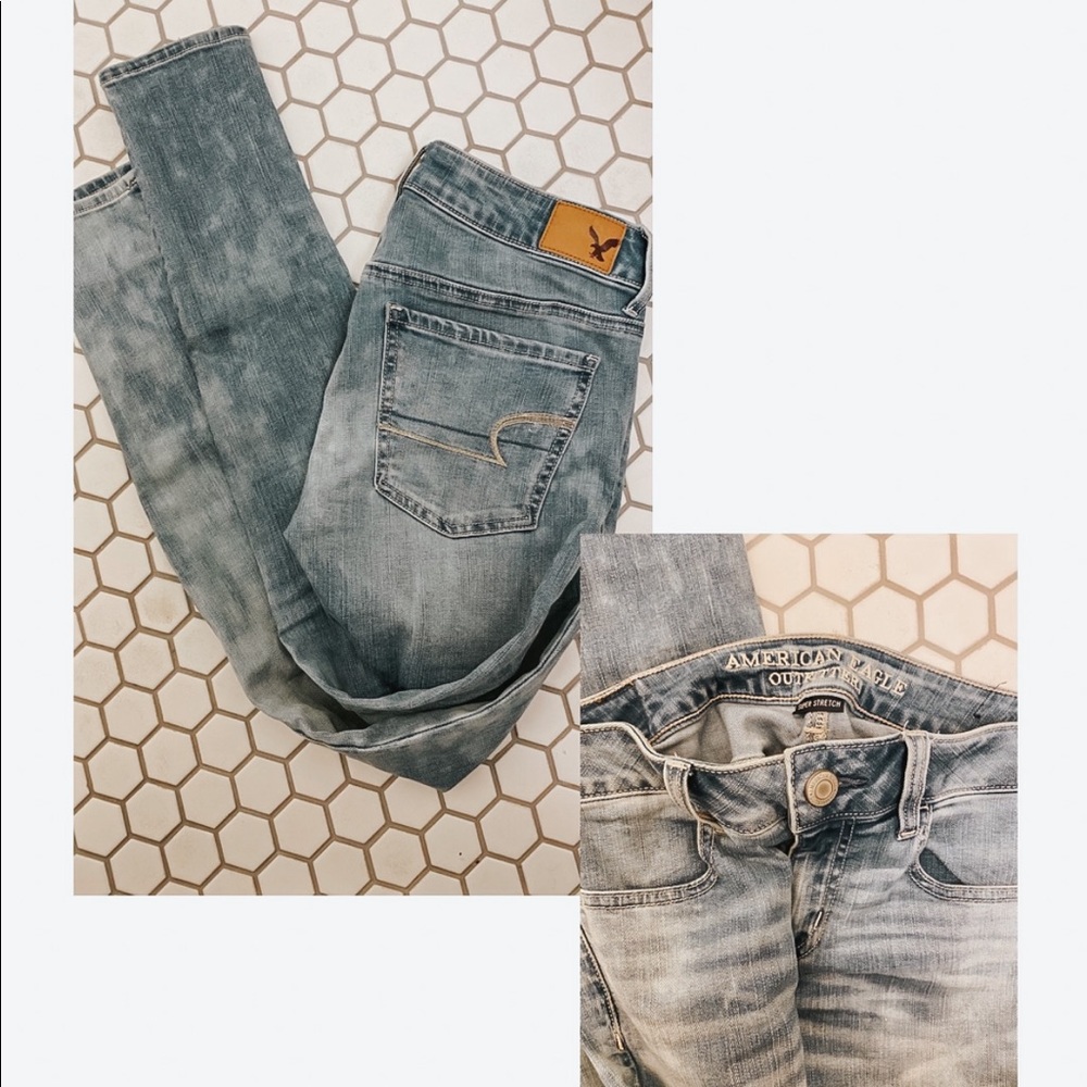 American Eagle Skinny Jeans white washed denim